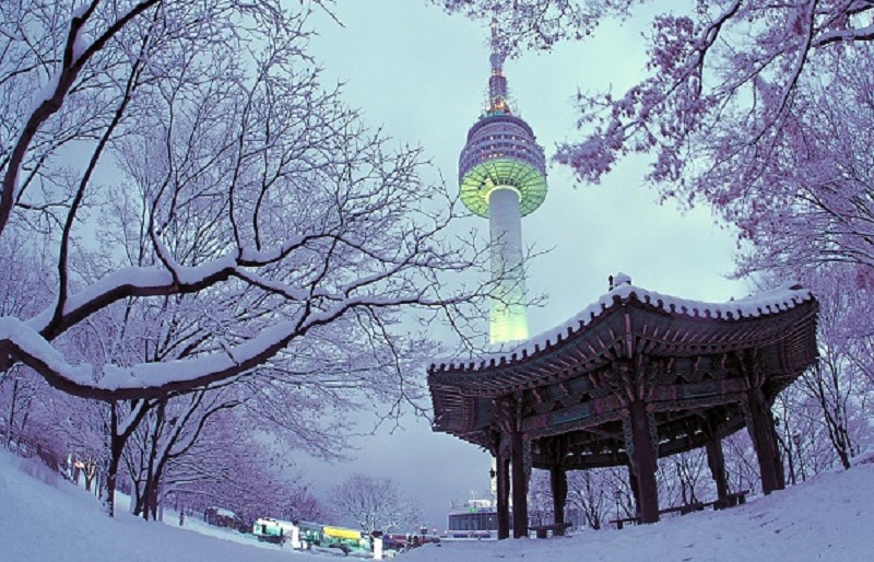 Tháp Woobang vào mùa đông
