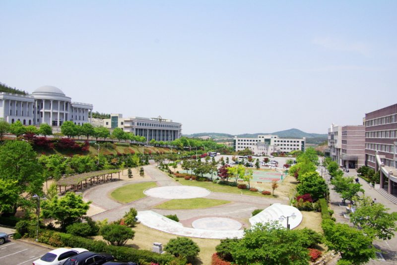 Trường đại học Chodang khi nhìn từ trên cao, khuôn viên rộng rãi