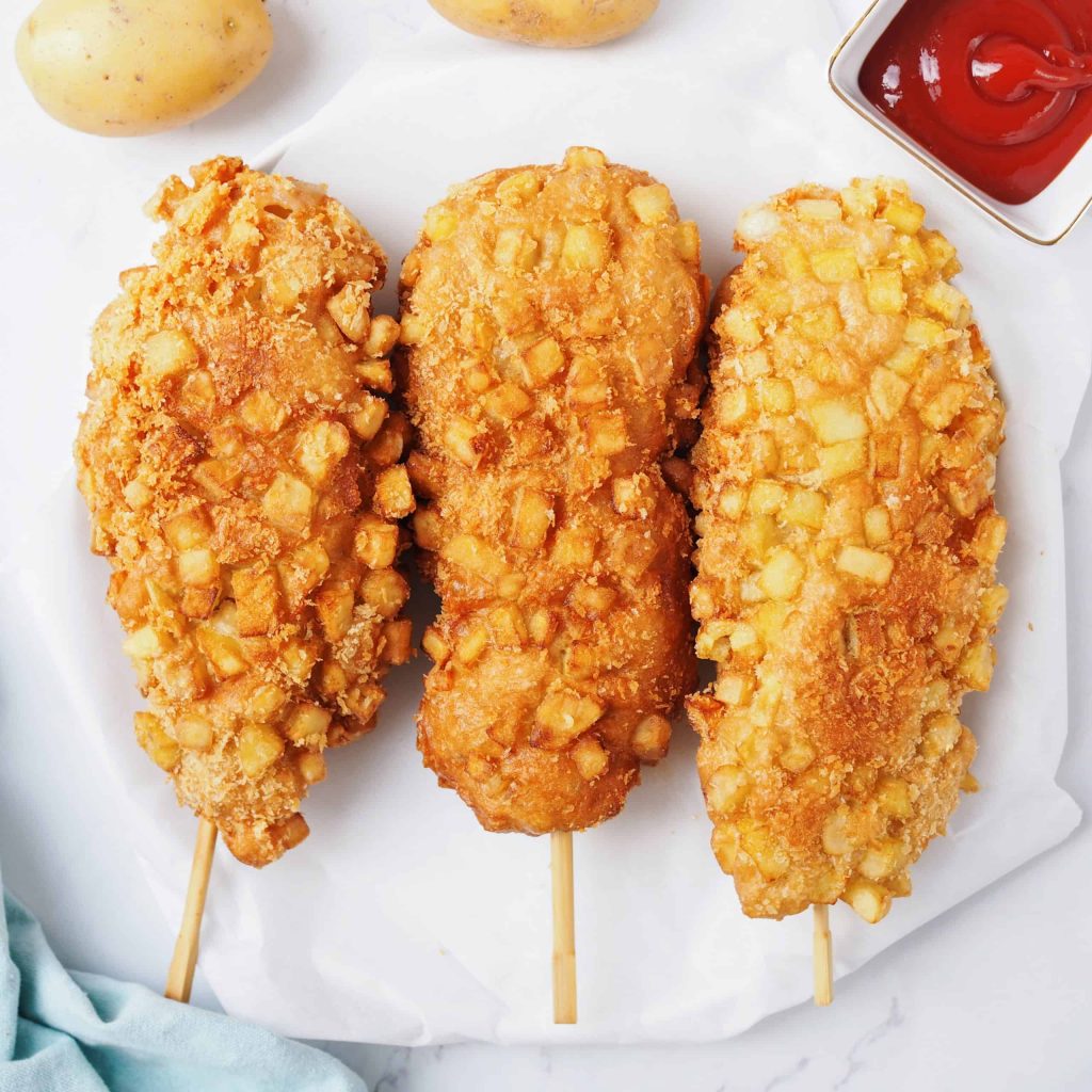 French Fry Covered Corn Dogs