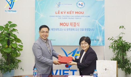 Cuộc ký kết MOU của VJ với trường Cao Đẳng Hyejeon ngày 10/01/2024