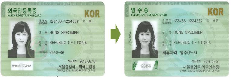Thẻ chứng minh là người nước ngoài tại Hàn Quốc